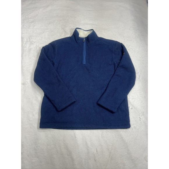 Orvis Pullover Sweater 1/4 Zip Men's Size Large Sherpa Fleece Lined Blue - Picture 1 of 8